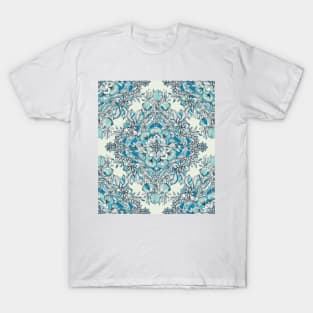 Floral Diamond Doodle in Teal and Turquoise T-Shirt